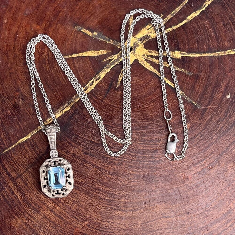 Topaz Necklace w/ Blue Gemstone 925 Sterling silver